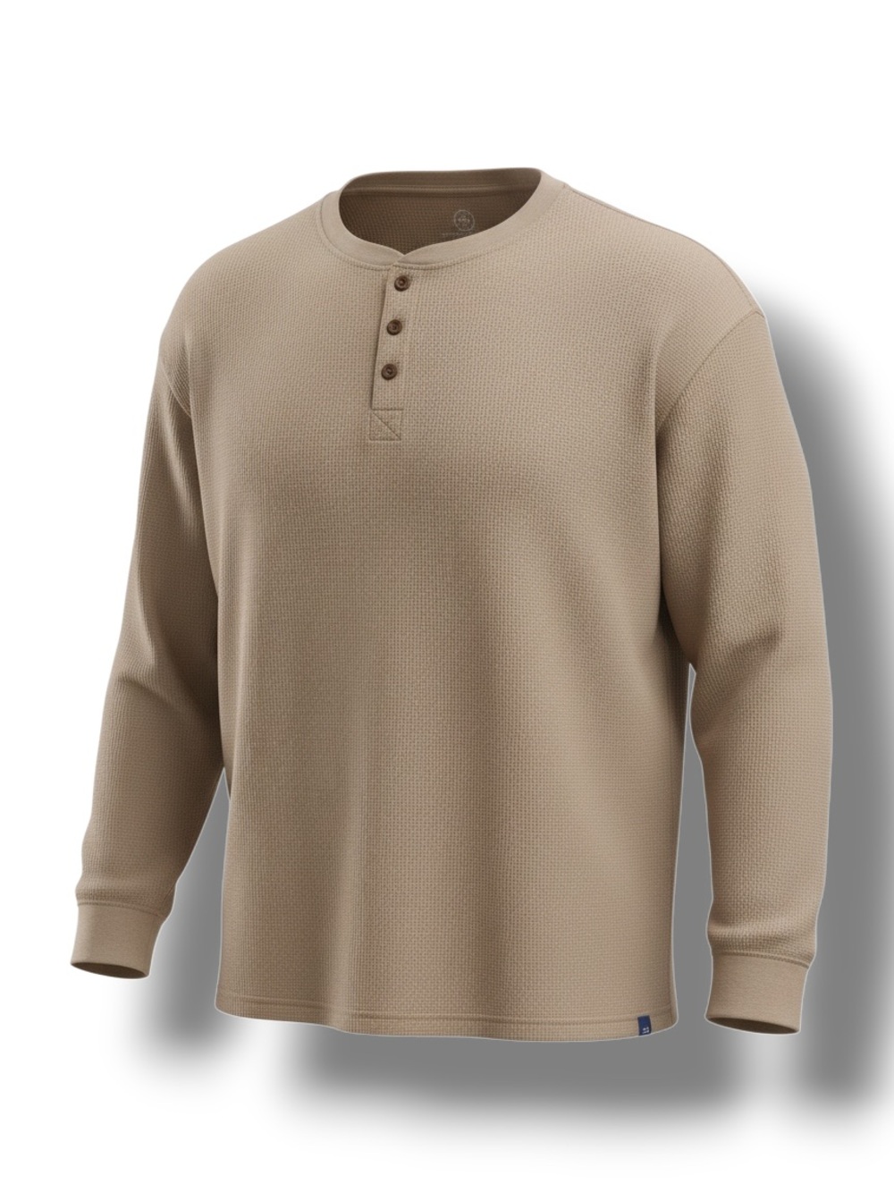Monument Mens Big & Tall Long Sleeve Waffle Knit Henley Thermal T-Shirt, Tan, 4X